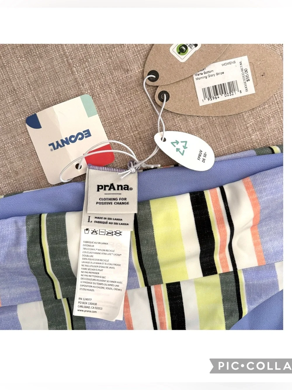 NWT Prana Marta Bikini Bottom XL Morning Glory Stripe Full Coverage